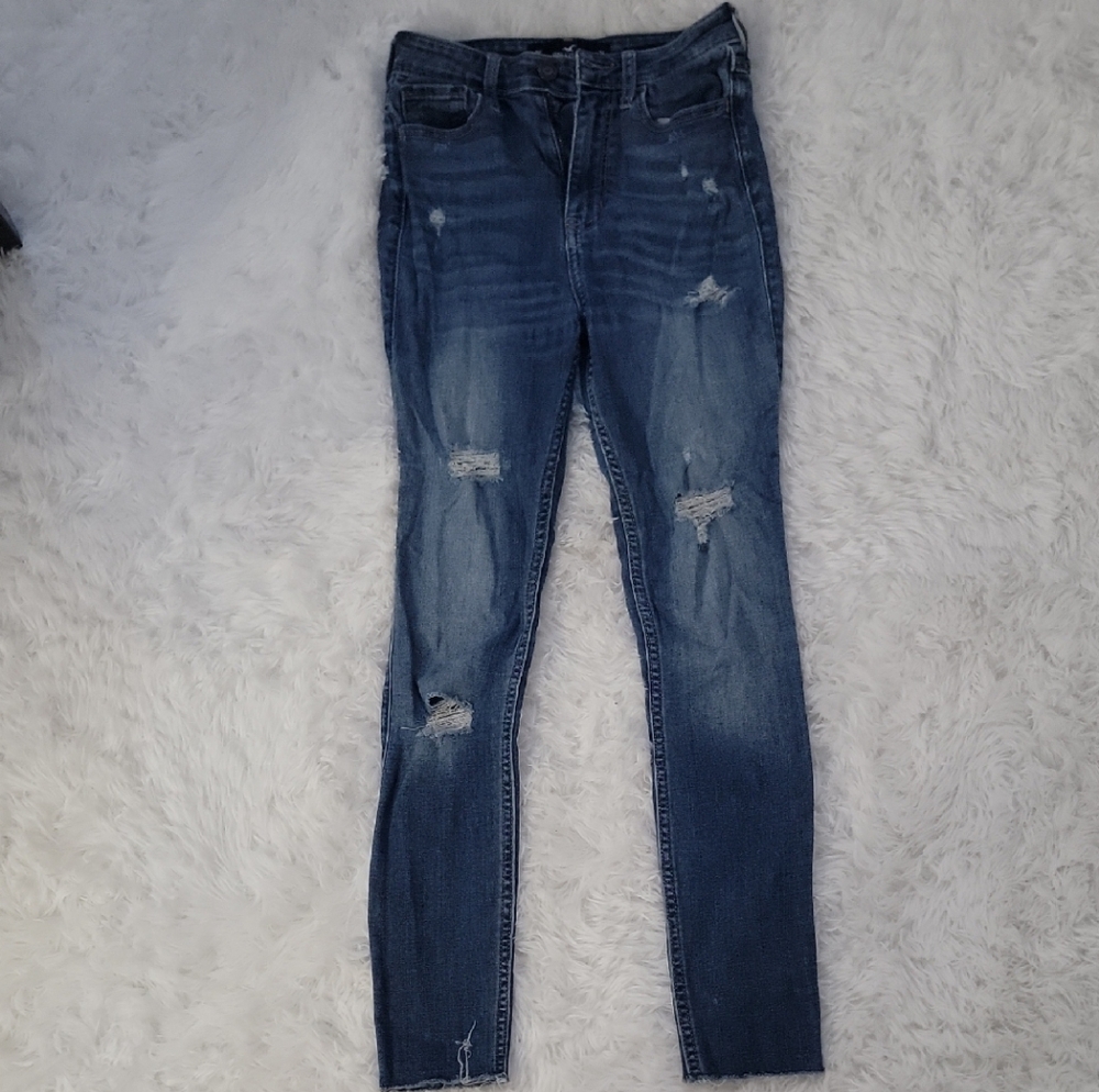Hollister Blue Ripped Skinny Jeans